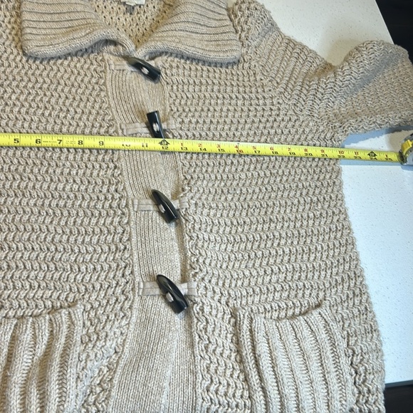 Talbots Chunky Knit Toggle Button Cotton/Wool Fisherman Cardigan Sweater Size L - Picture 10 of 15
